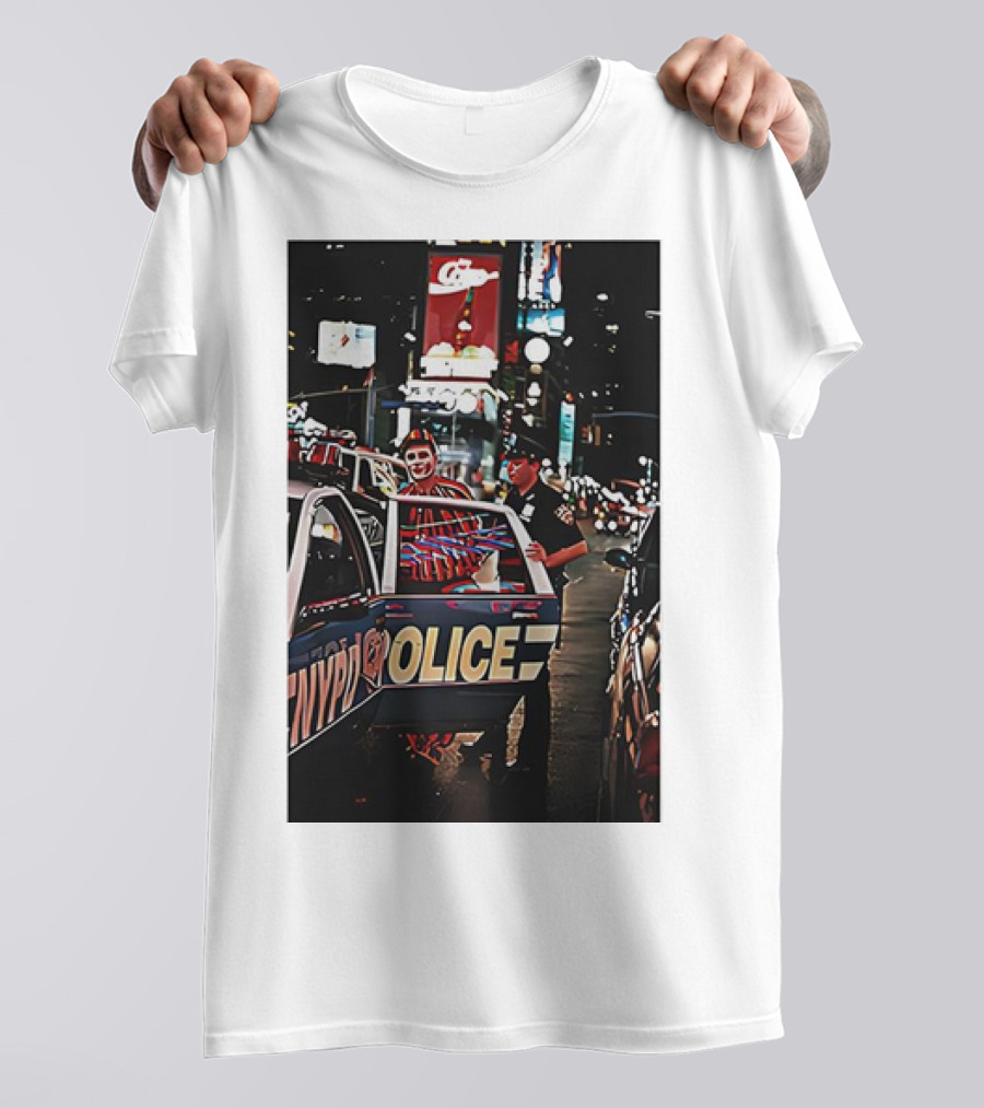 Tough Town For A Clown NYPD Police Car Scene T-Shirt