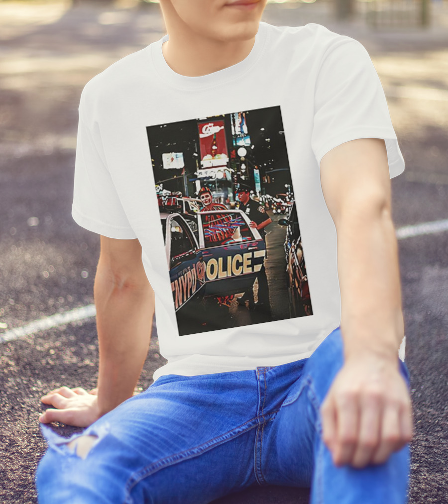 Tough Town For A Clown NYPD Police Car Scene T-Shirt