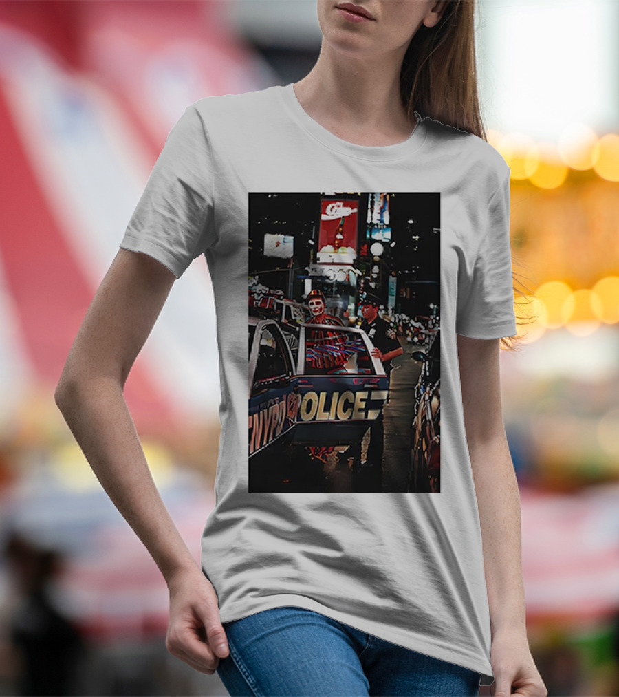Tough Town For A Clown NYPD Police Car Scene T-Shirt