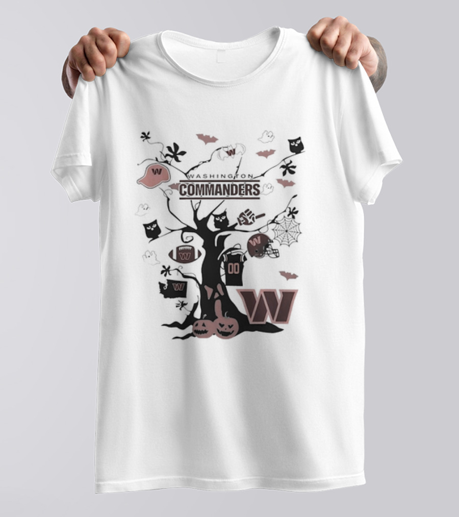 Washington Commanders 2024 Halloween Tree Theme NFL T-Shirt