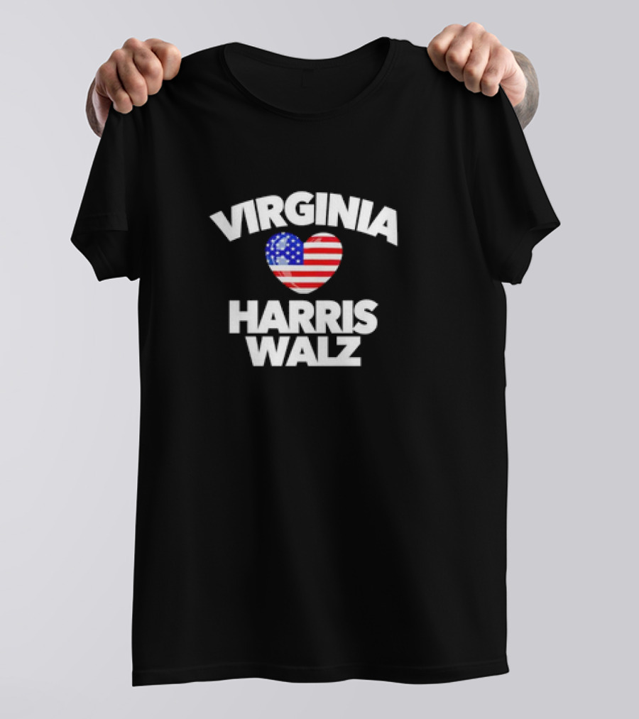 Virginia Heart Harris Walz US Flag America Vote Richmond Norfolk T-Shirt