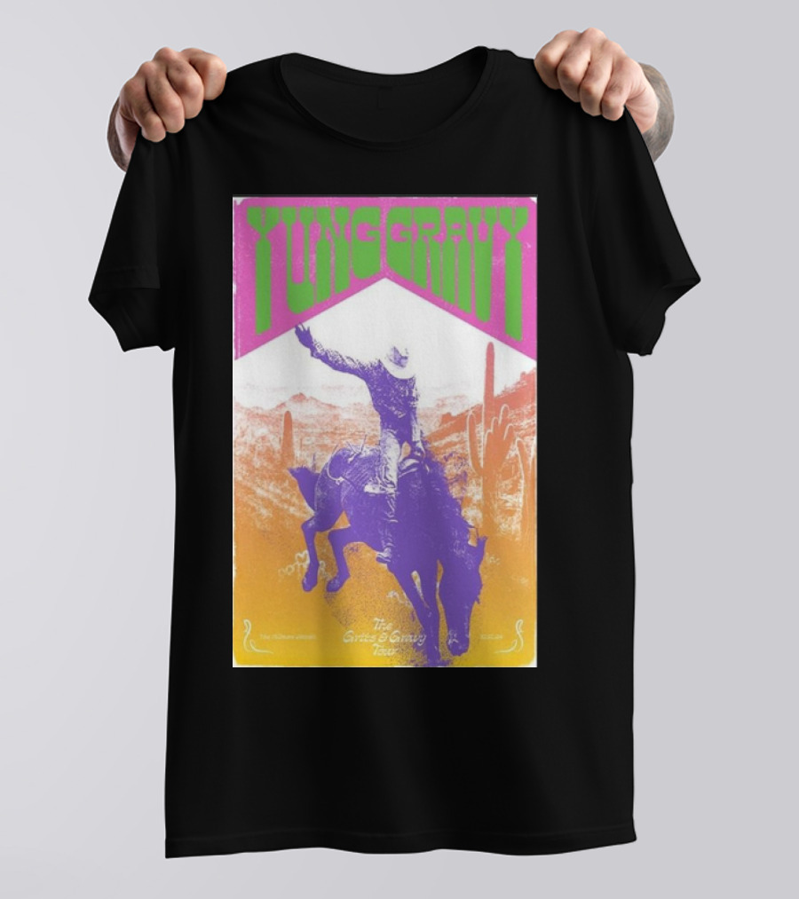 Yung Gravy The Gravy Train Tour The Fillmore Detroit In Detroit, MI Oct 12 2024 Event Rider Cactus Scene T-Shirt