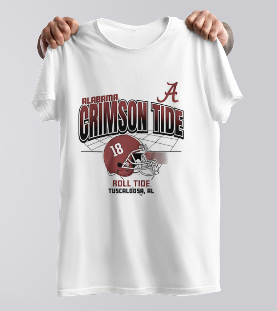Alabama Crimson Tide 18 Helmet Roll Tide Tuscaloosa Football Grid Vintage T-Shirt