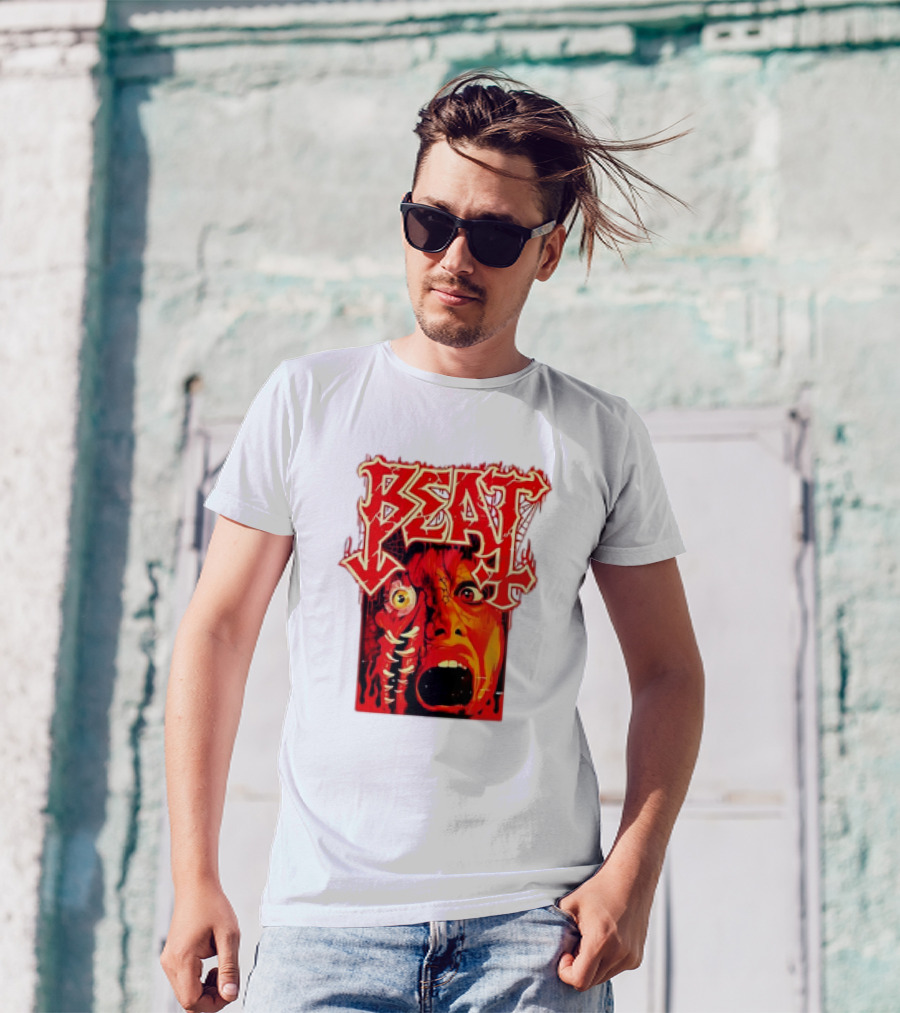 Beat Mutation Horror Zombie Face With Screaming Expression T-Shirt