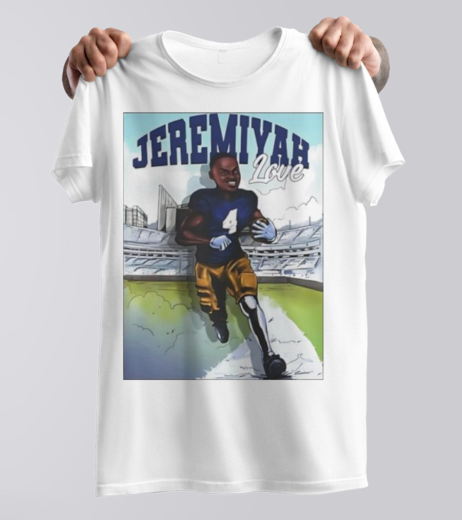 Jeremiyah Love Football Player Number Four Stadium Scene T-Shirt