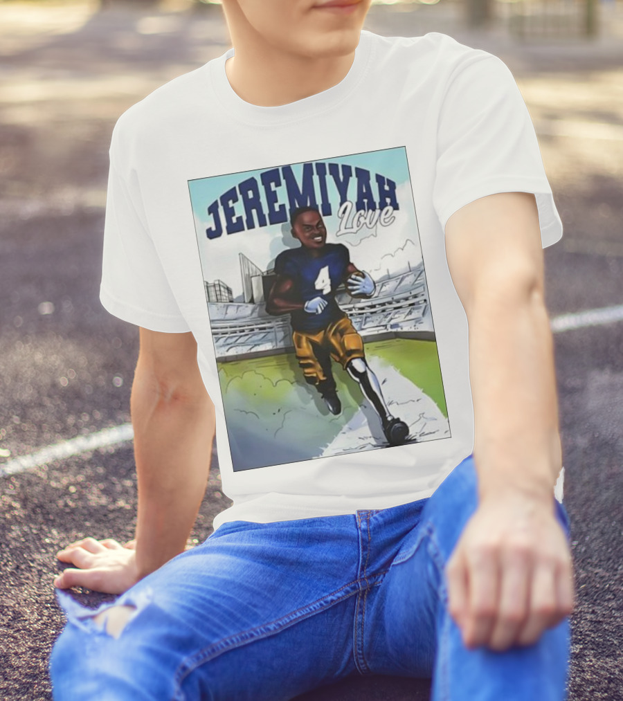 Jeremiyah Love Football Player Number Four Stadium Scene T-Shirt