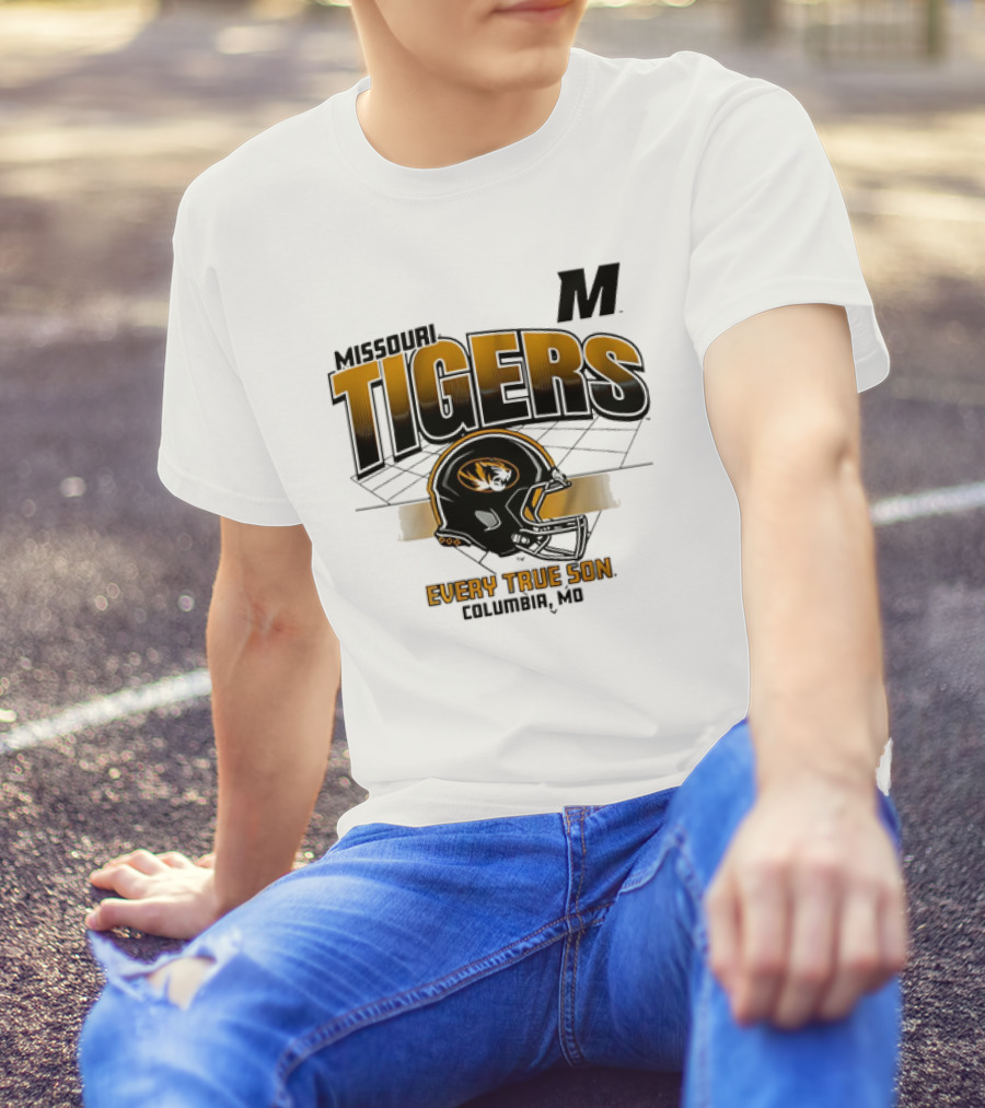 Missouri Tigers Football Helmet Every True Son Columbia MO Vintage T-Shirt