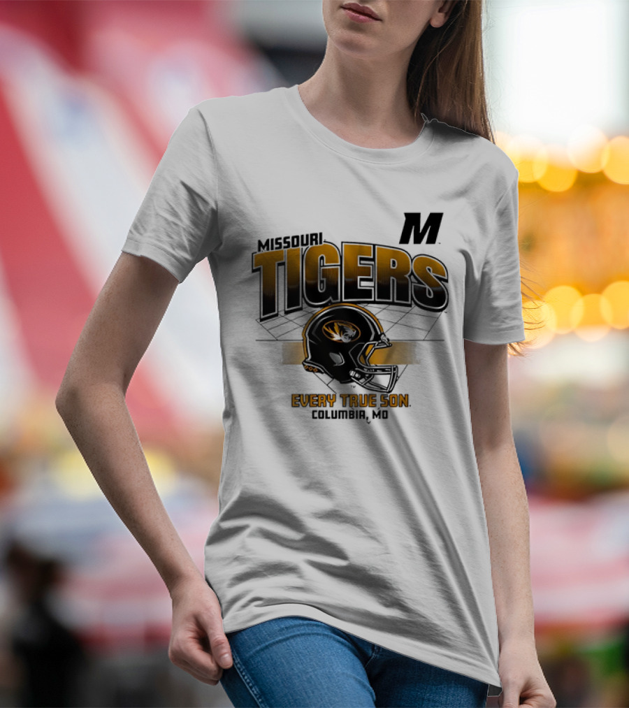 Missouri Tigers Football Helmet Every True Son Columbia MO Vintage T-Shirt