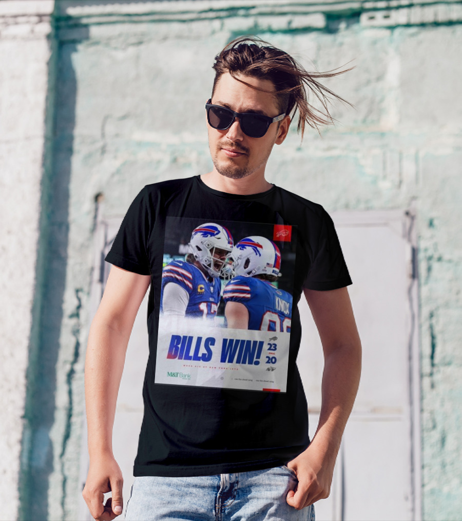 Bills Win 23-20 New York Jets NFL Victory Knox M&T Bank T-Shirt