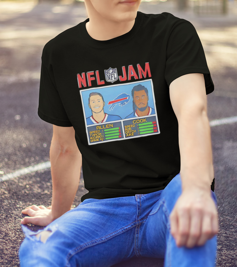 Buffalo Bills Josh Allen James Cook NFL Jam Player Stats T-Shirt