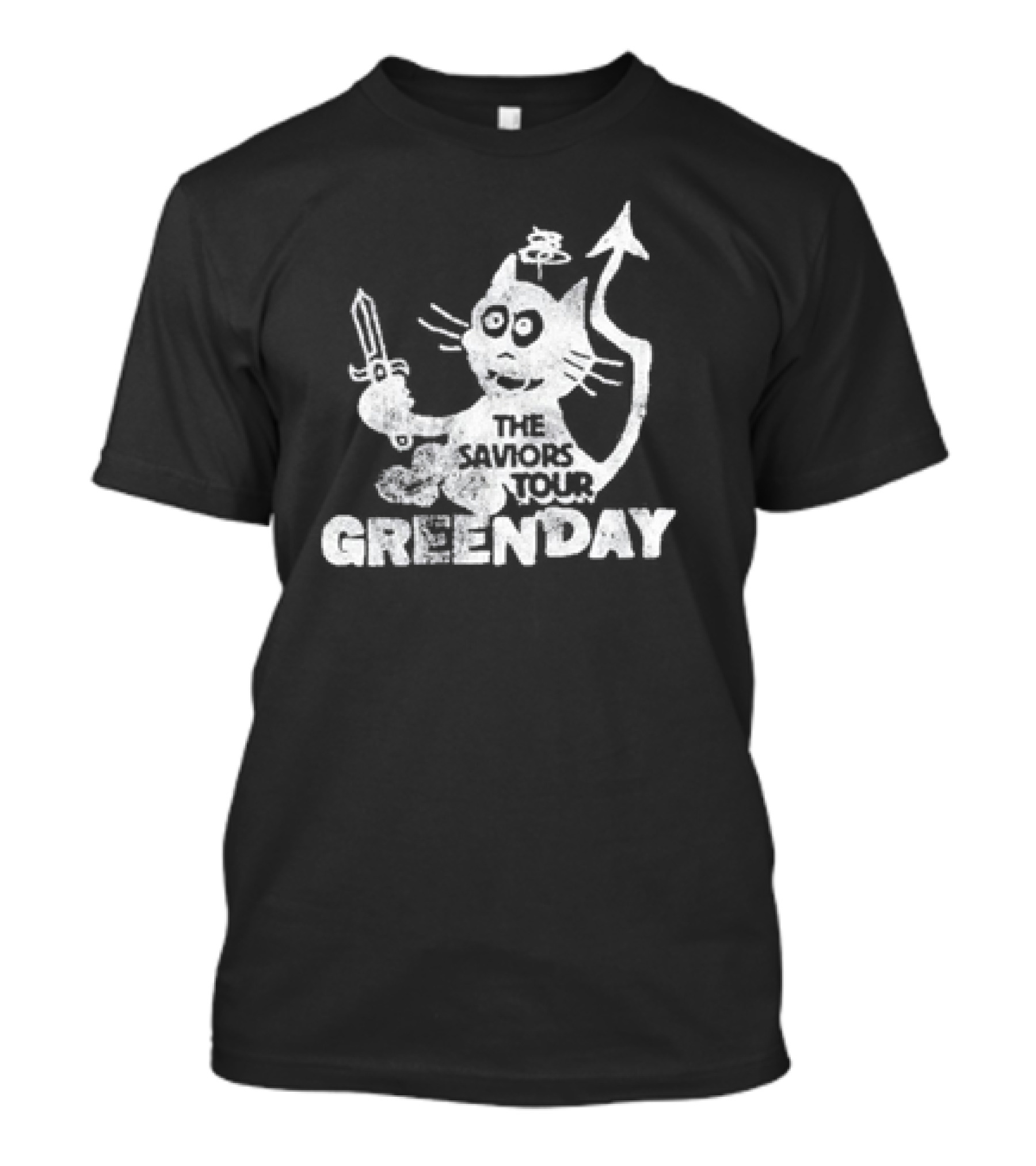 Greenday The Saviors Tour Cat With Sword And Tail T-Shirt