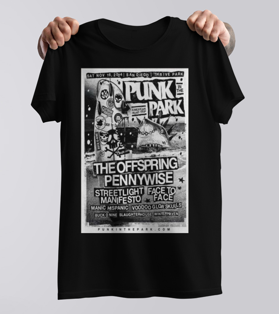 Punk In The Park November 16 2024 San Diego The Offspring Pennywise Streetlight Manifesto Face To Face Thrive Park T-Shirt