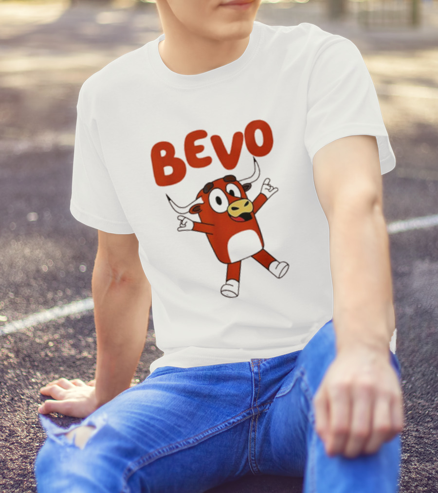 Bevo Cartoon Longhorn Bull Character Funny T-Shirt