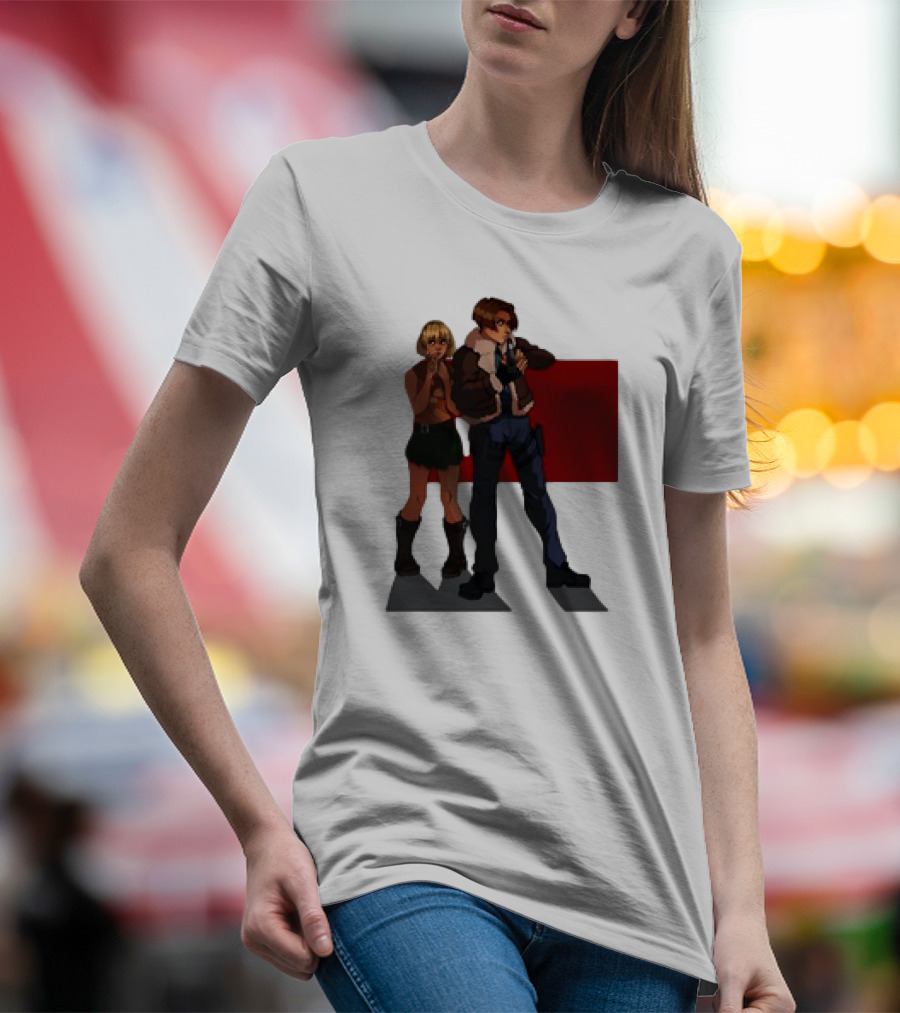 Resident Evil Leon And Ashley Anime Style Duo T-Shirt