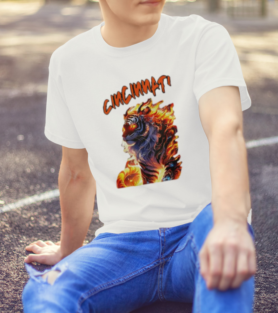 Cincinnati The Bengel’s Live Old West Football Tiger Flame T-Shirt