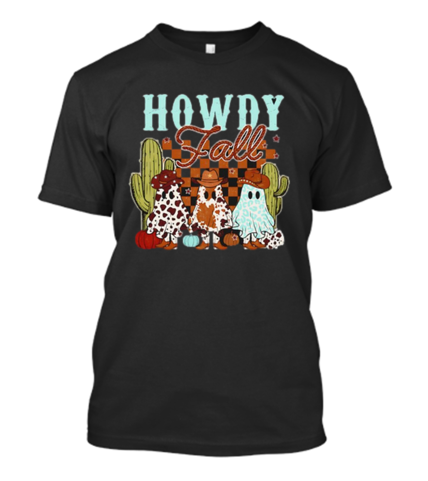 Howdy Fall Cowboy Ghosts Halloween Cactus Pumpkins T-Shirt