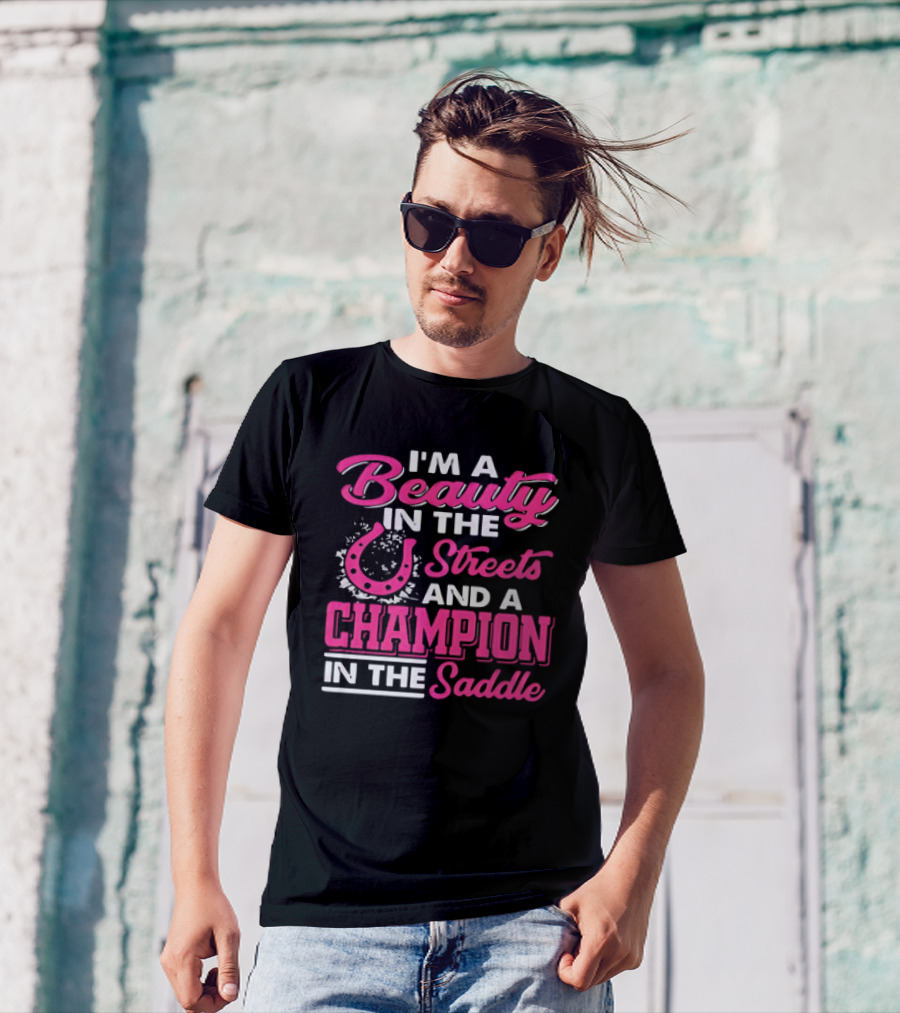 Beauty In The Streets Champion In The Saddle Horseshoe Charm T-Shirt