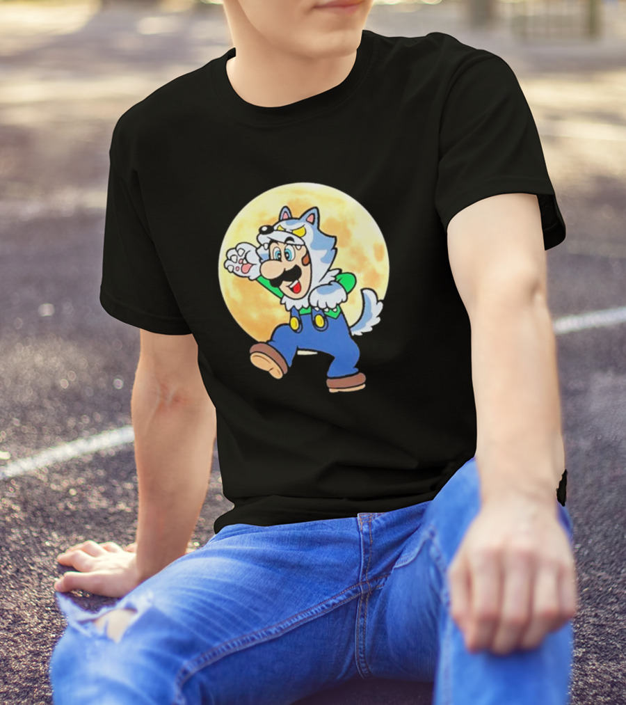 Luigi Werewolf Moon Halloween T-Shirt
