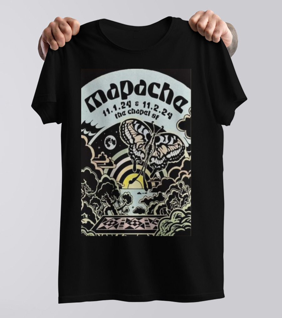 Mapache November 1-2 2024 The Chapel SF Butterfly Moon Art Deco T-Shirt
