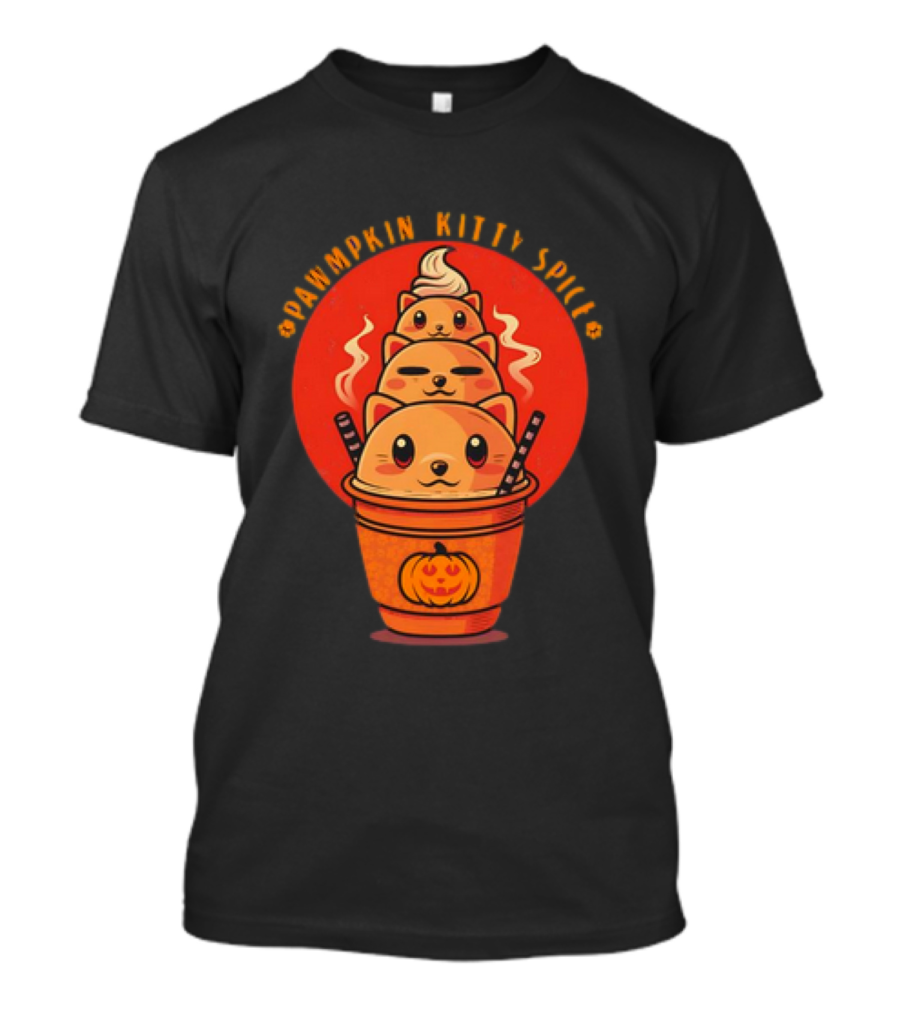 Pawmpkin Kitty Spice Latte Cats Halloween T-Shirt