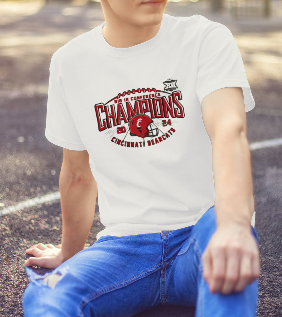 Big 12 Conference Champions 2024 Cincinnati Bearcats Football Helmet T-Shirt