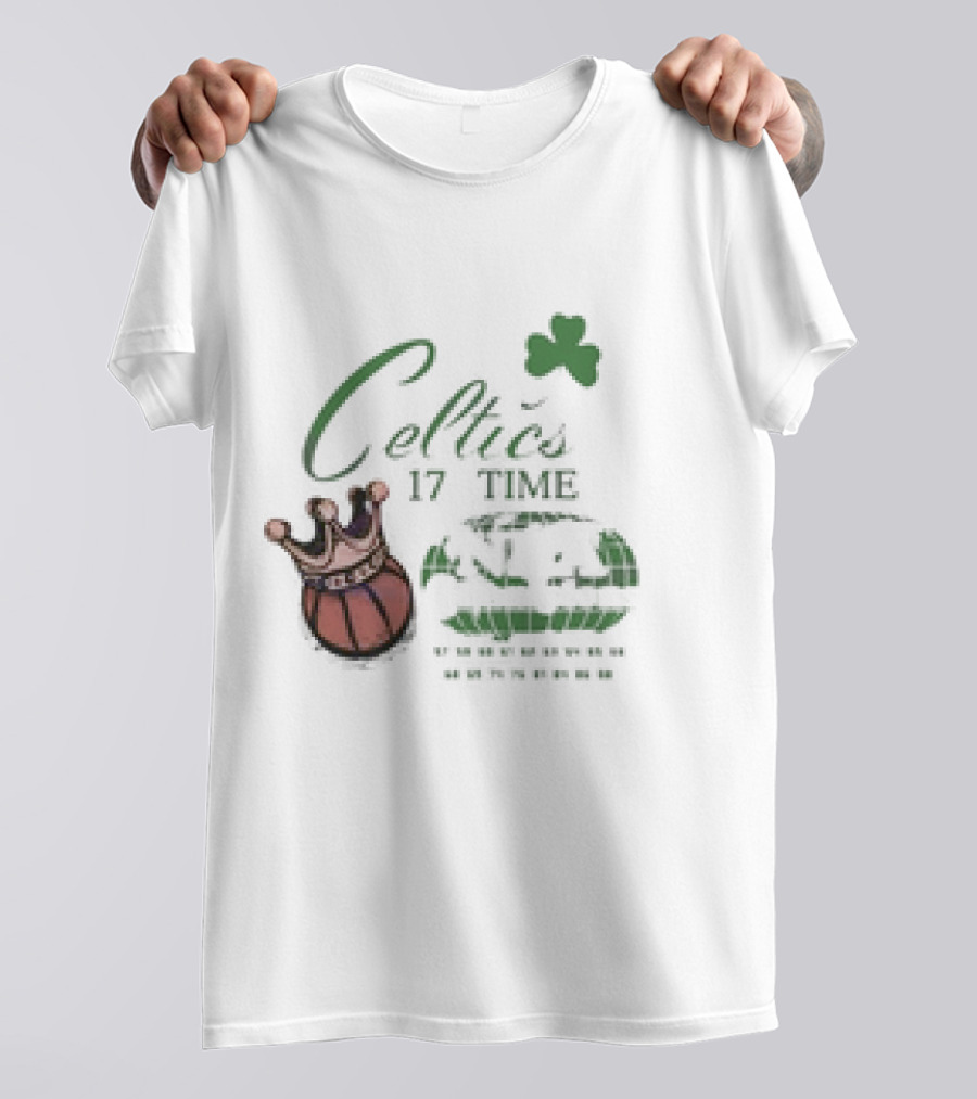 Celtics 17 Time Champions King 2024 Basketball Crown Shamrock T-Shirt