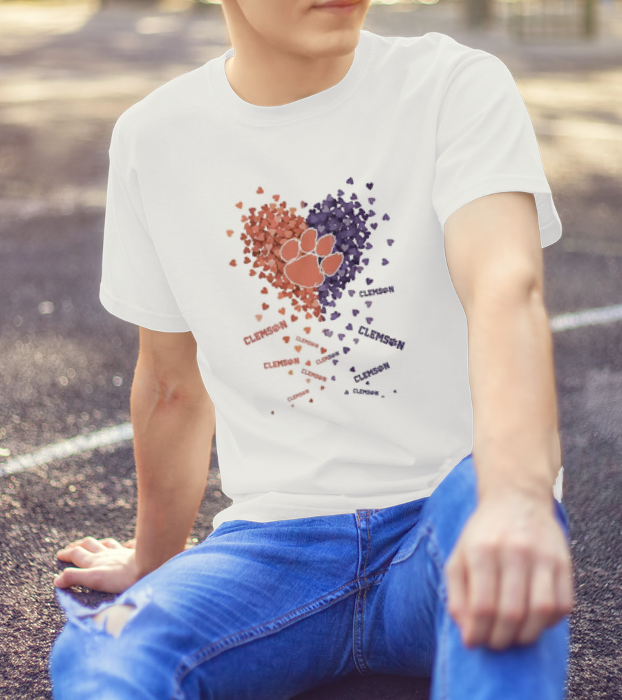 Clemson Tigers Heart Paw Print Passion T-Shirt
