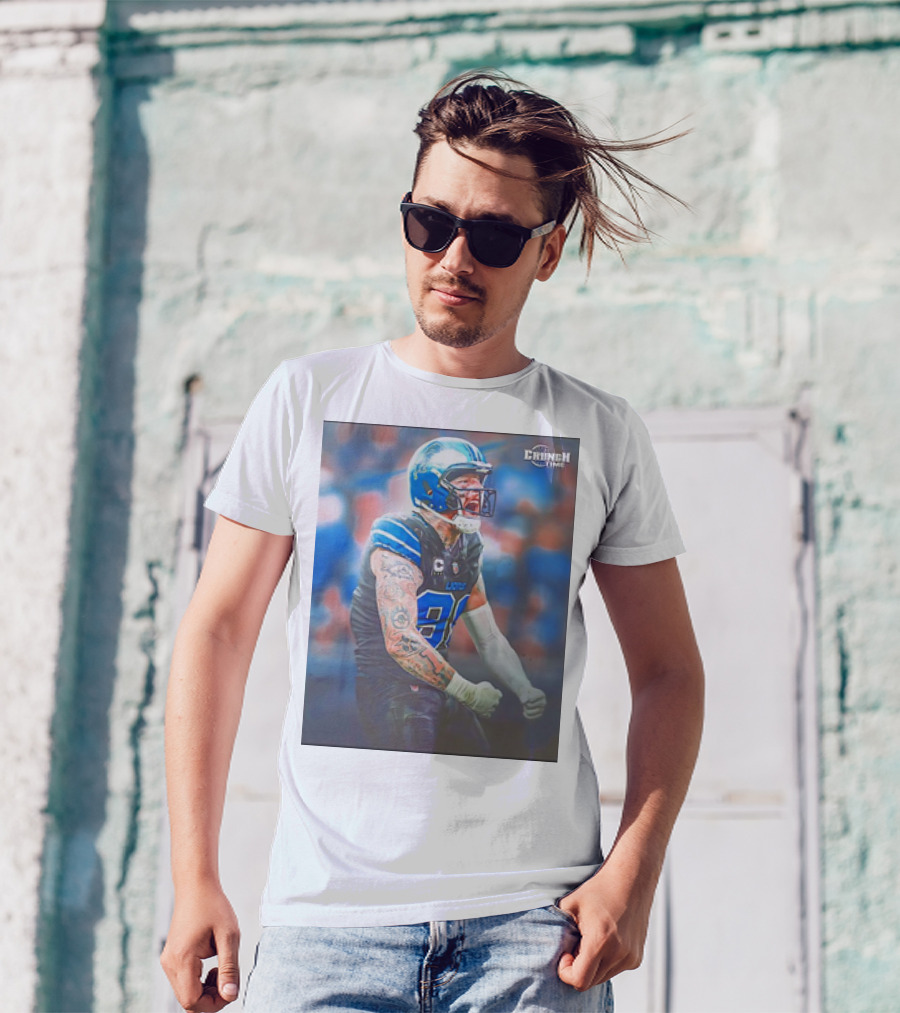 Crunch Time Maxx Crosby Detroit Lions Jersey Fire T-Shirt