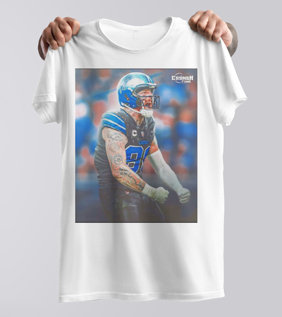 Crunch Time Maxx Crosby Detroit Lions Jersey Fire T-Shirt