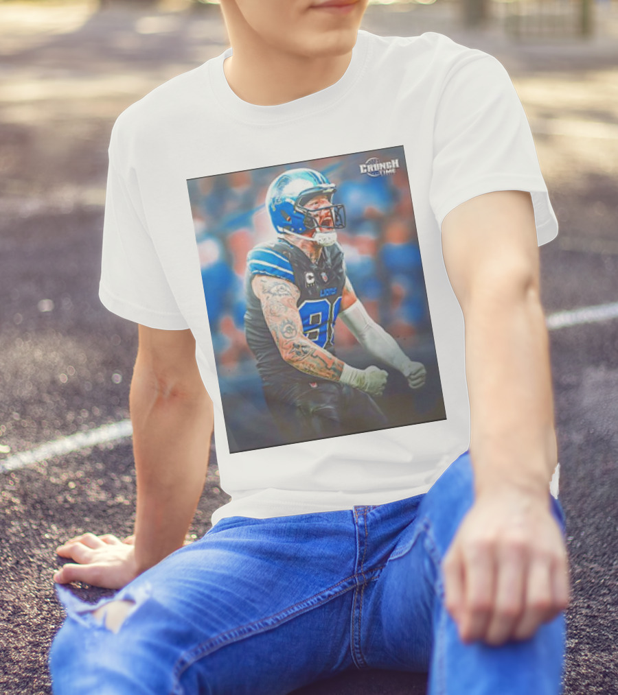 Crunch Time Maxx Crosby Detroit Lions Jersey Fire T-Shirt