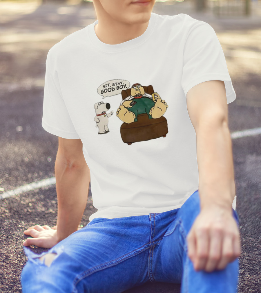 Family Guy Sit Stay Good Boy Brian And Peter Couch Scene T-Shirt