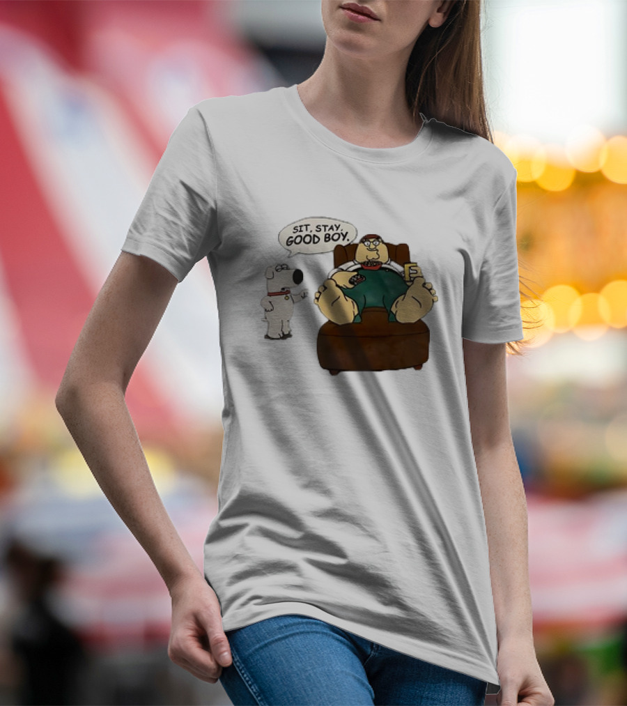 Family Guy Sit Stay Good Boy Brian And Peter Couch Scene T-Shirt