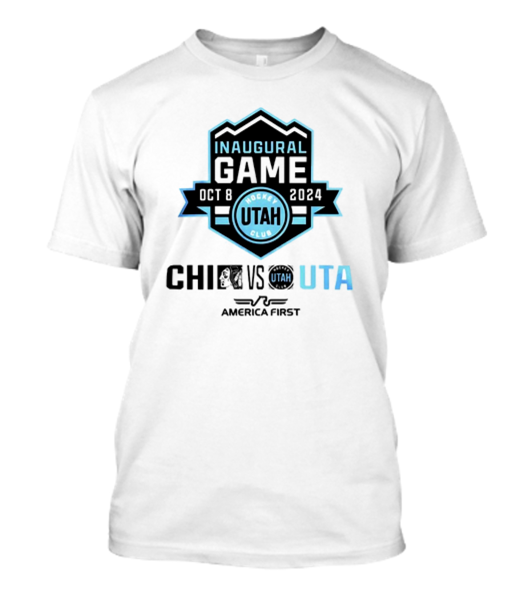 Inaugural Game Oct 8 2024 Utah Hockey Club Vs Chicago Blackhawks America First T-Shirt