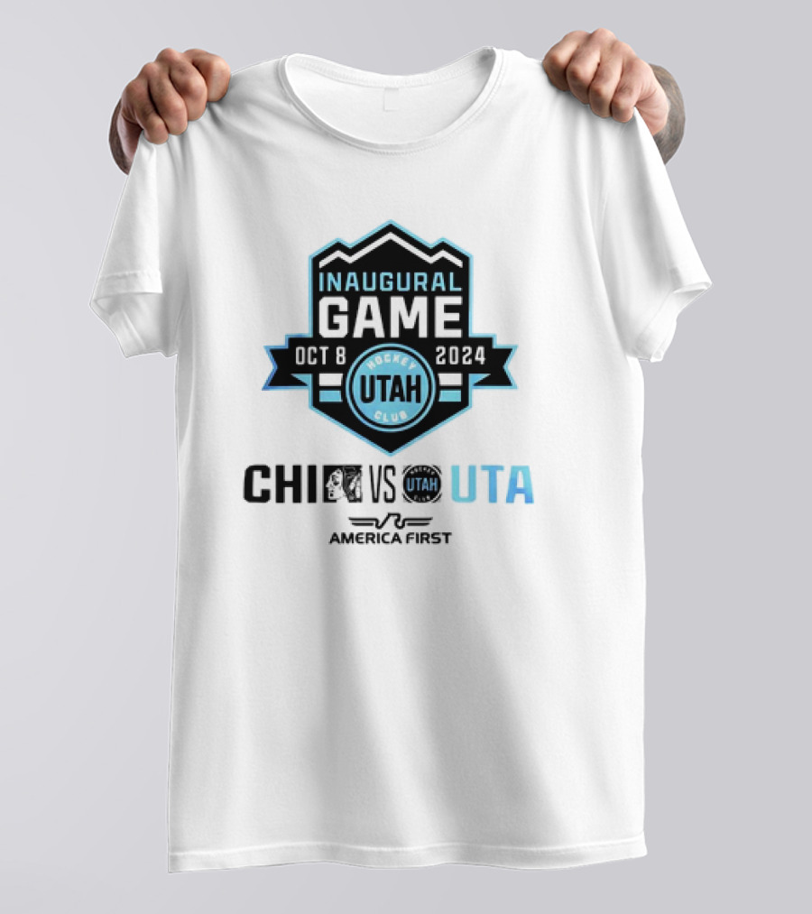 Inaugural Game Oct 8 2024 Utah Hockey Club Vs Chicago Blackhawks America First T-Shirt