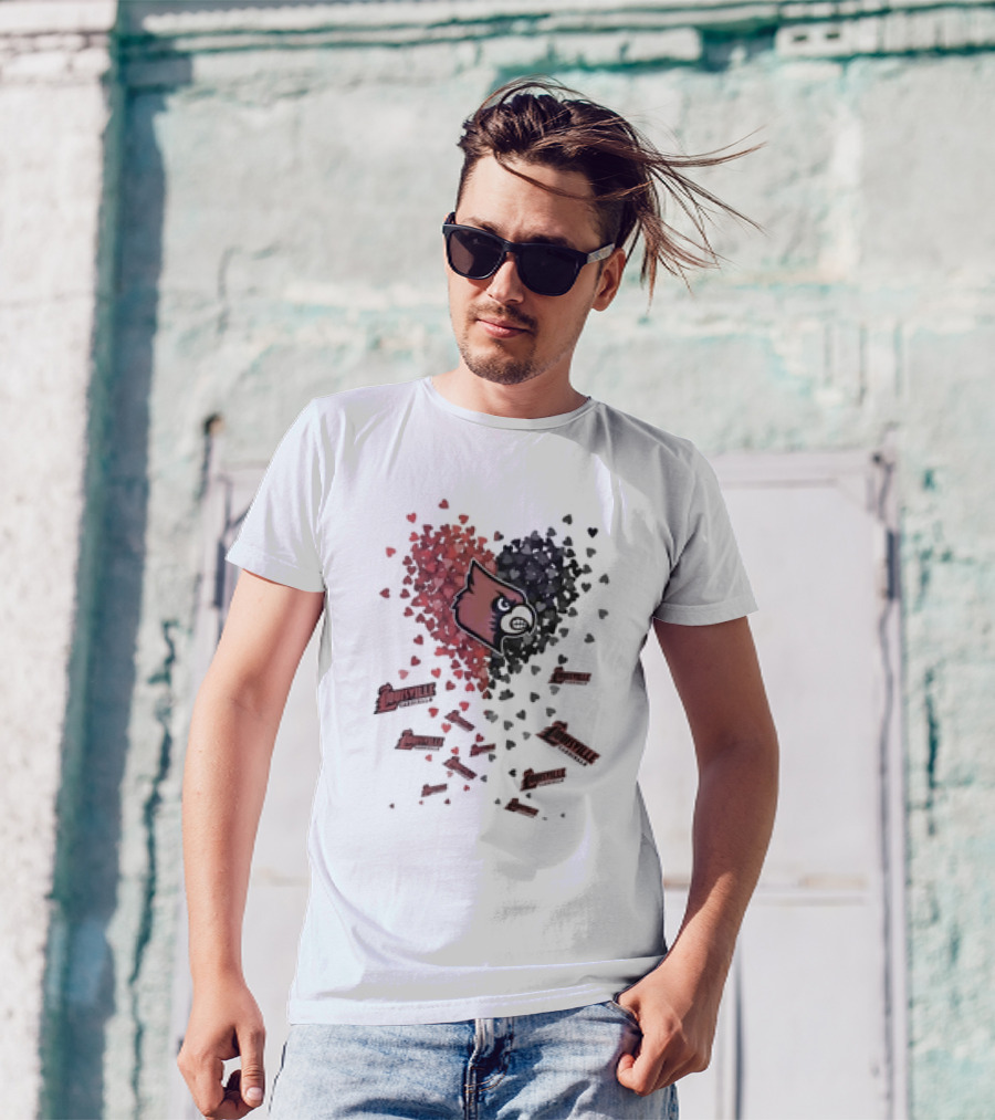 Louisville Cardinals Passionate Heart Emblem Surrounded By Vibrant Heart T-Shirt