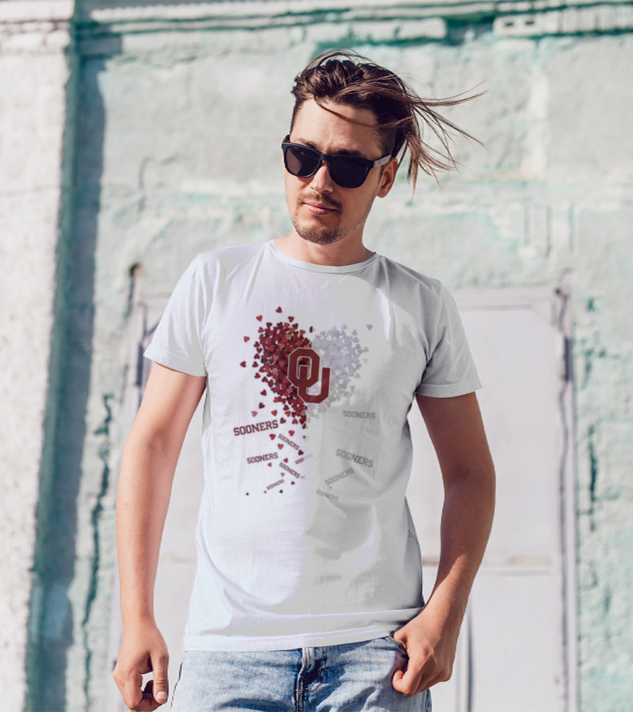 Oklahoma Sooners OU Logo Heart With Sooners Text T-Shirt