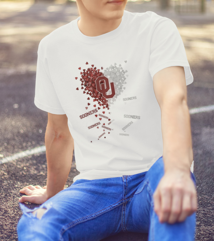 Oklahoma Sooners OU Logo Heart With Sooners Text T-Shirt