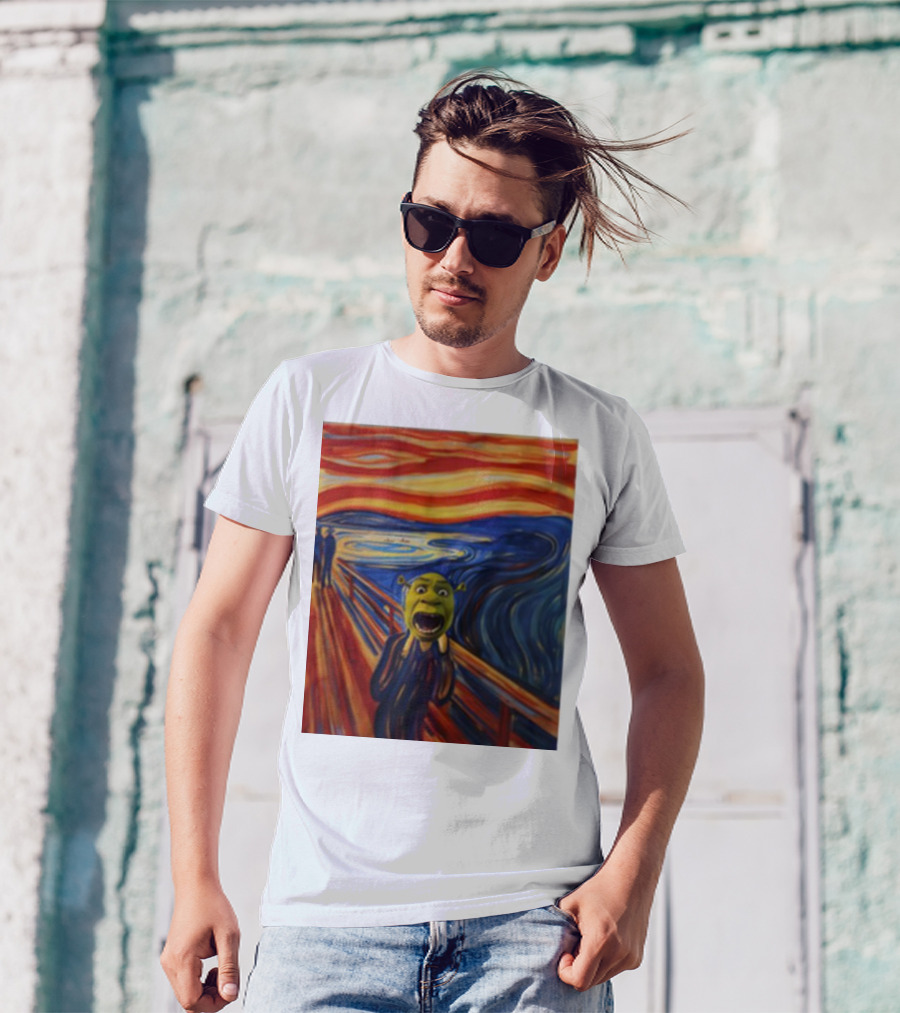 Shrek The Scream Edvard Munch Style Parody Painting T-Shirt