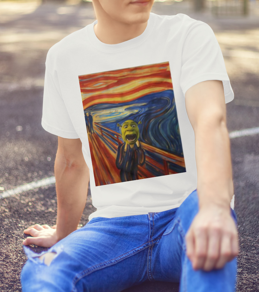 Shrek The Scream Edvard Munch Style Parody Painting T-Shirt