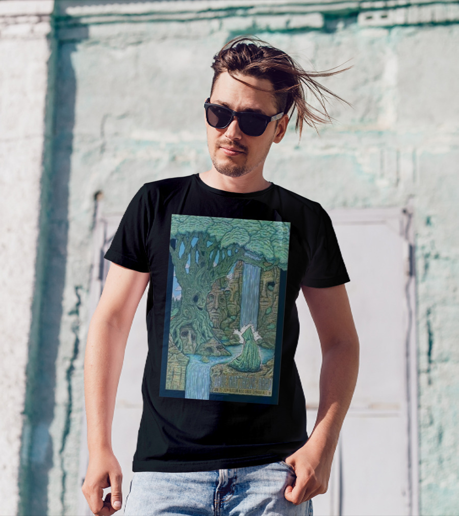 Dave Matthews Band June 25 2024 Blossom Music Center Cuyahoga Falls OH Tree Faces Waterfall Scene T-Shirt