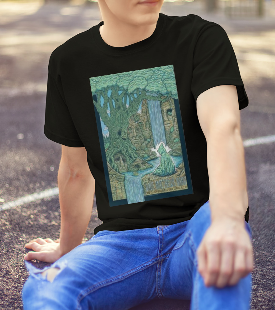 Dave Matthews Band June 25 2024 Blossom Music Center Cuyahoga Falls OH Tree Faces Waterfall Scene T-Shirt