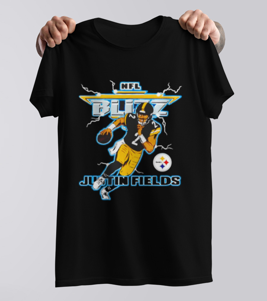 NFL Blitz Steelers Justin Fields Running Action T-Shirt