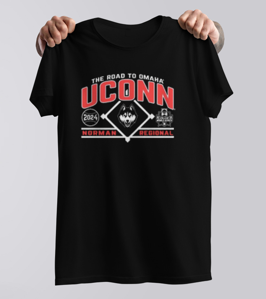 UConn Huskies Baseball 2024 The Road To Omaha Norman Regional T-Shirt