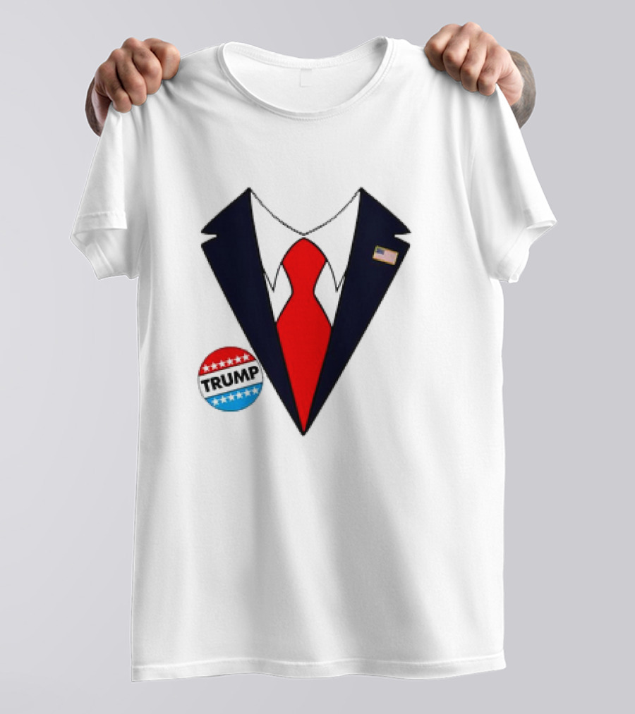 Trump Suit American Flag Badge Halloween T-Shirt