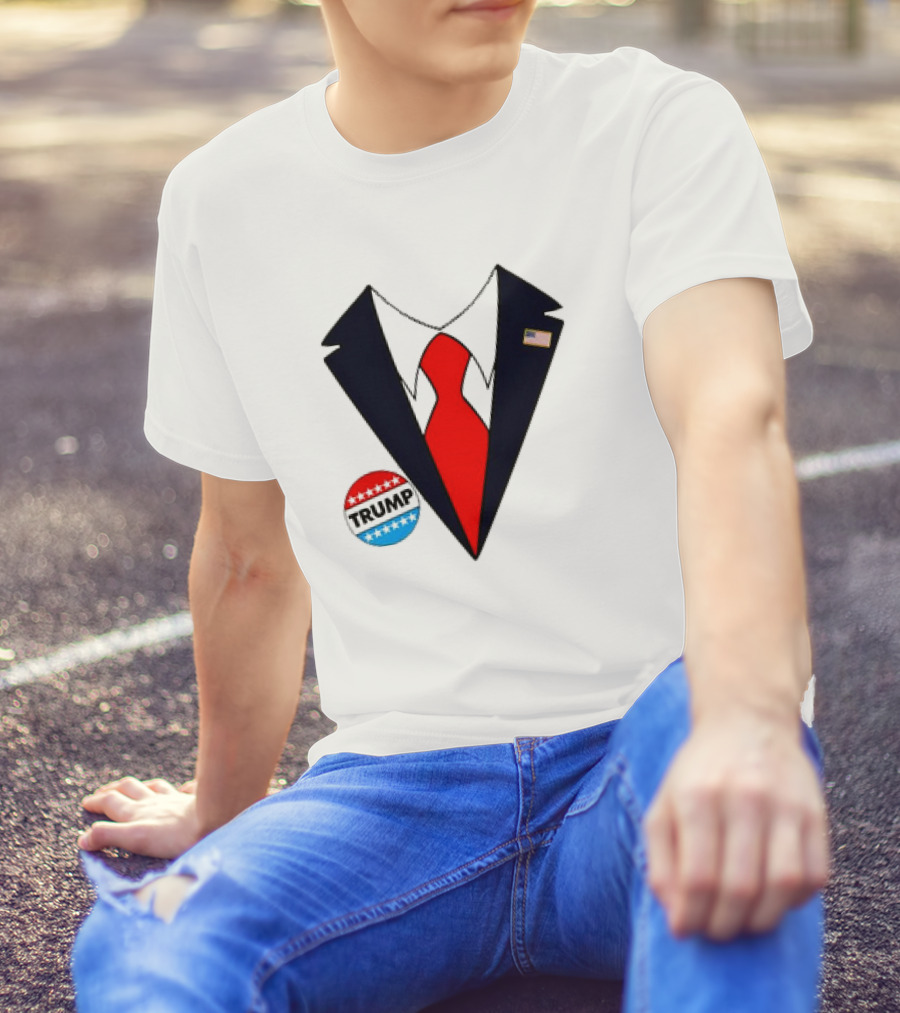 Trump Suit American Flag Badge Halloween T-Shirt