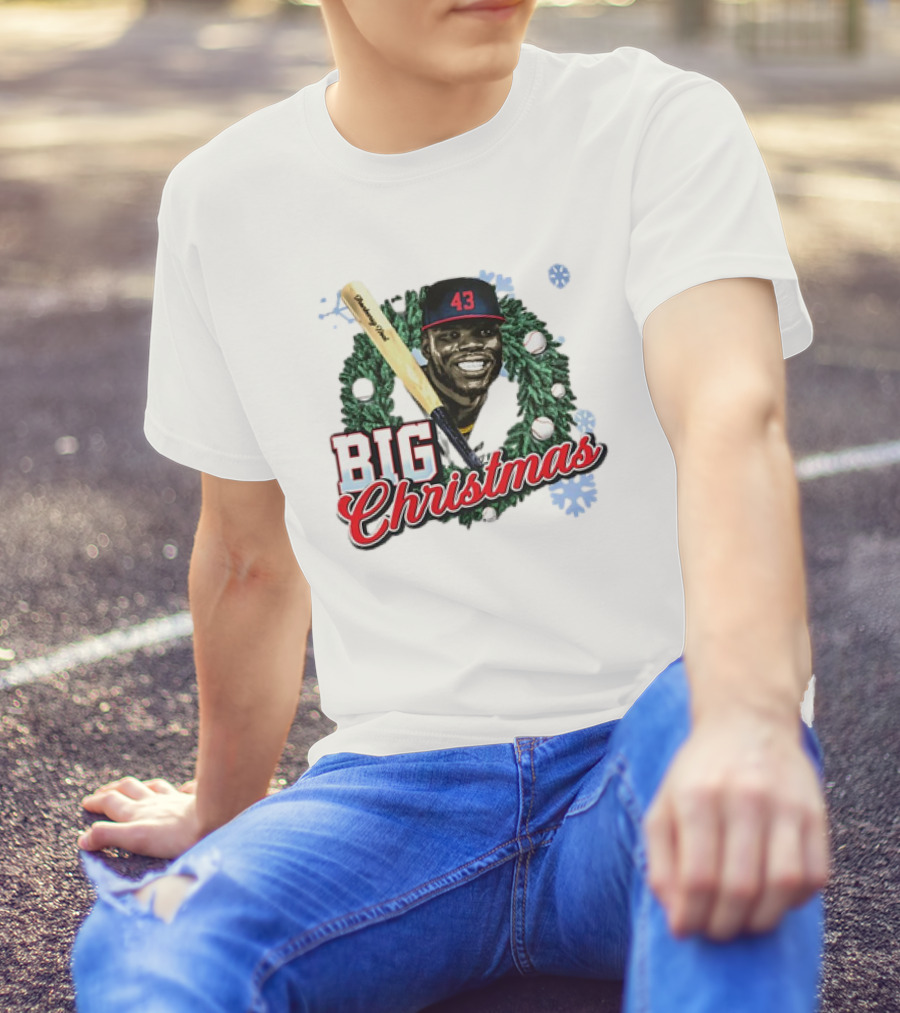 Jhonkensy Noel Cleveland Guardians Big Christmas 43 Vintage Baseball Wreath T-Shirt