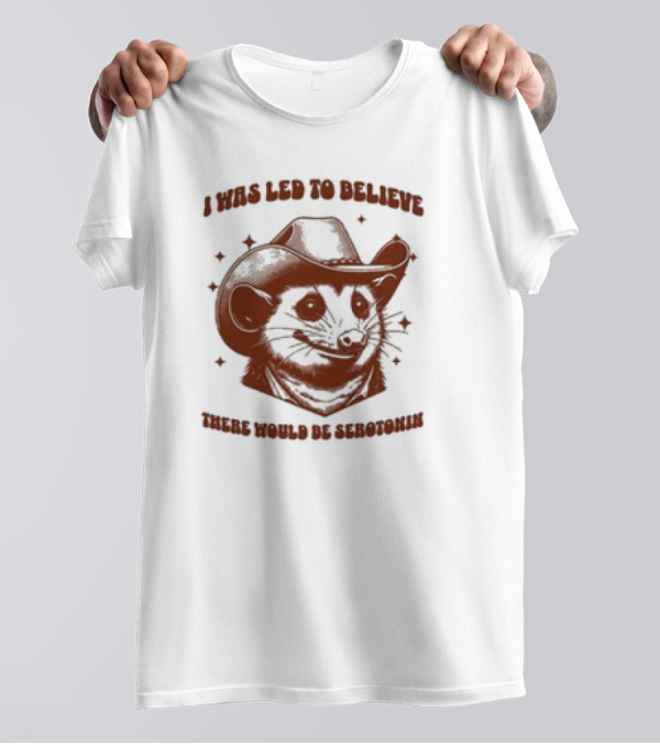 I Was Led To Believe There Would Be Serotonin Raccoon Cowboy Aesthetic T-Shirt