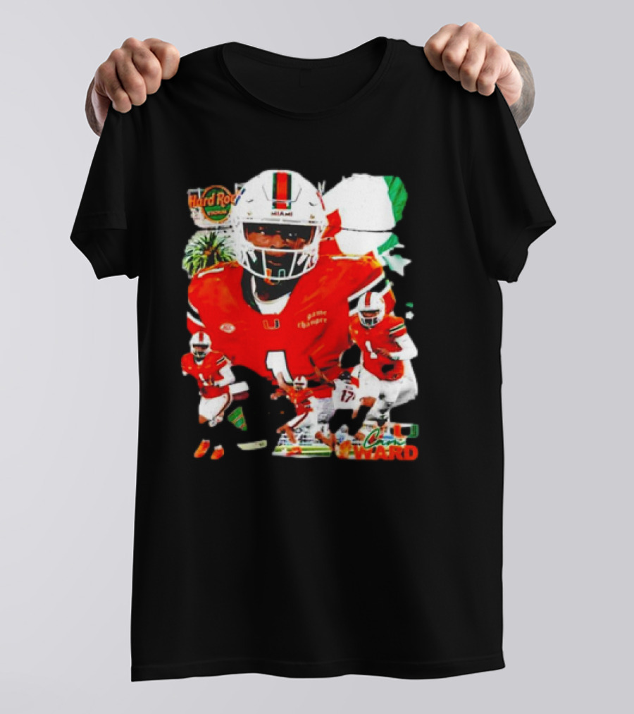 Hard Rock Stadium Miami Hurricanes Cam Ward Football Player T-Shirt