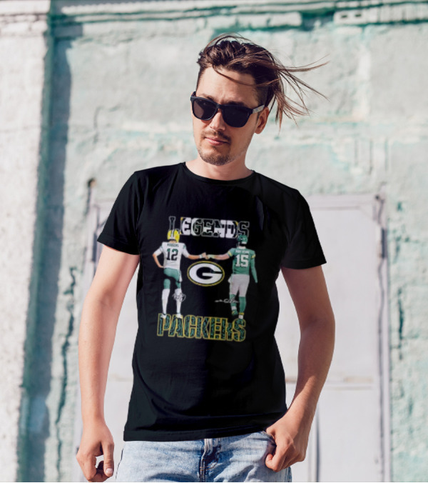Legends Green Bay Packers Aaron Rodgers Bart Starr Signature T-Shirt