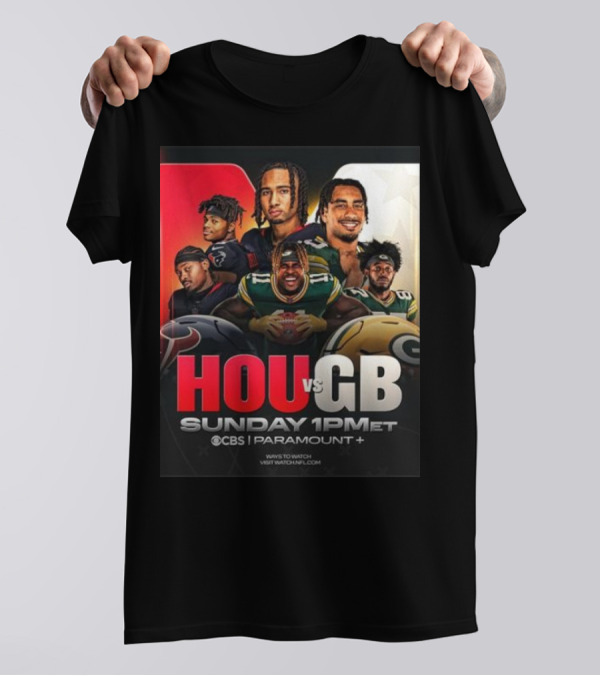 HOU Vs GB Sunday Football 2024 CBS Paramount Plus 1PM ET T-Shirt
